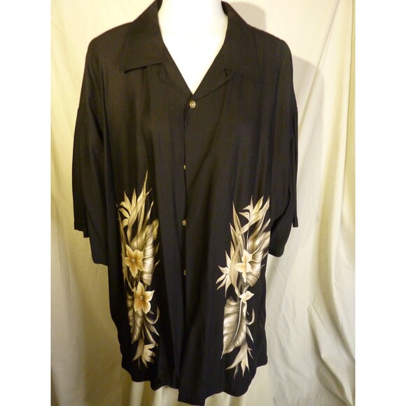 Bamboo Cay Shirt-Black Hawaiian Design-100% Rayon-sz XXL - Picture 1 of 3